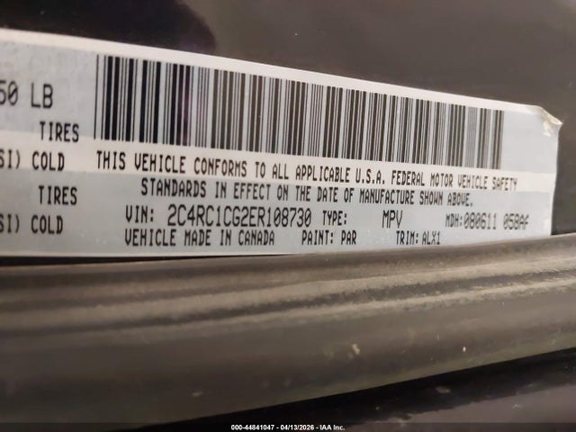 Продаж на аукціоні авто 2014 Chrysler Town & Country Touring-l, vin: 2C4RC1CG2ER108730, номер лоту: 44841047