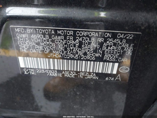 Продаж на аукціоні авто 2022 Lexus Is 300, vin: JTHDA1D29N5120906, номер лоту: 44841082