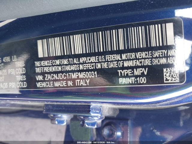 Aukcja sprzedaży 2021 Jeep Renegade Trailhawk 4x4, vin: ZACNJDC17MPM50031, numer aukcji: 44841104