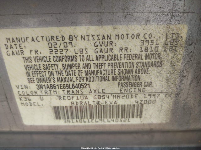 2009 NISSAN SENTRA 3N1AB61E69L640521 Photo 8