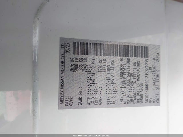 Продажа на аукционе авто 2025 Nissan Pathfinder Sv 4wd, vin: 5N1DR3BD0SC263076, номер лота: 44841118