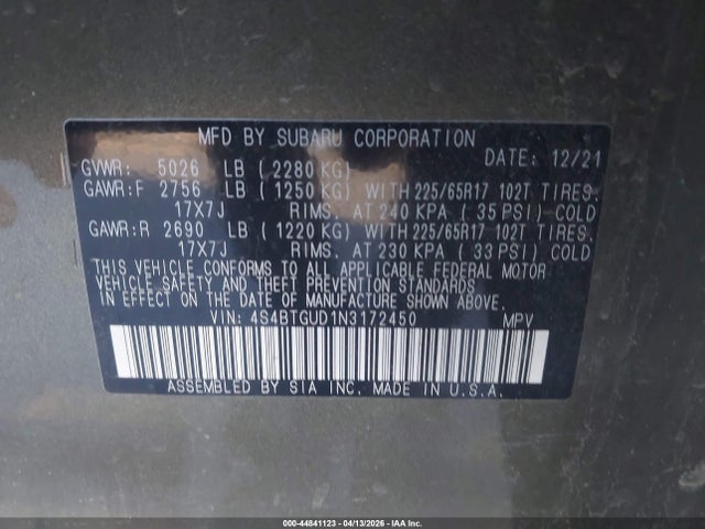 4S4BTGUD1N3172450 Subaru Outback Wilderness