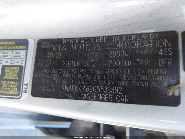 Aukcja sprzedaży 2016 Kia Forte Lx, vin: KNAFK4A69G5533392, numer aukcji: 44841150