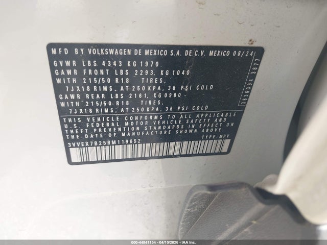 2024 VOLKSWAGEN TAOS 3VVEX7B25RM119652 Photo 8