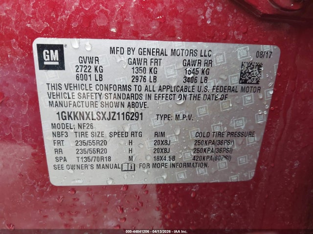 Продаж на аукціоні авто 2018 Gmc Acadia Denali, vin: 1GKKNXLSXJZ116291, номер лоту: 44841206