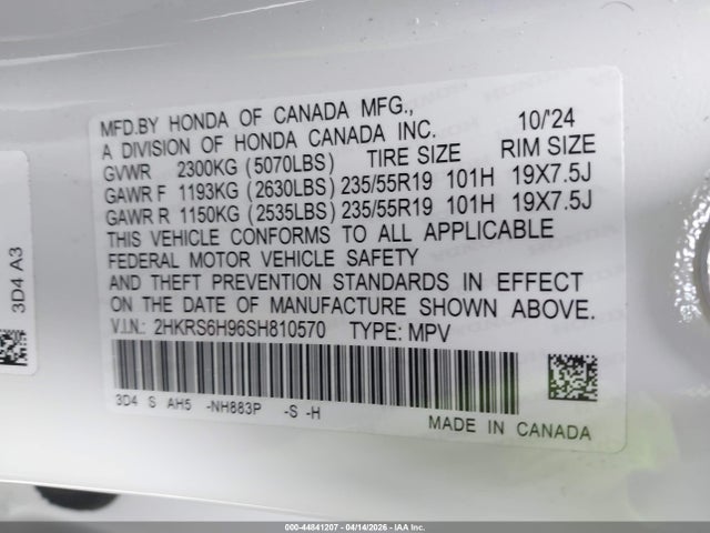 2HKRS6H96SH810570 Honda Cr-v Hybrid Sport Touring