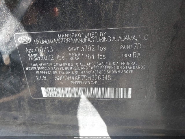 Продаж на аукціоні авто 2013 Hyundai Elantra Gls, vin: 5NPDH4AE7DH326348, номер лоту: 44841223