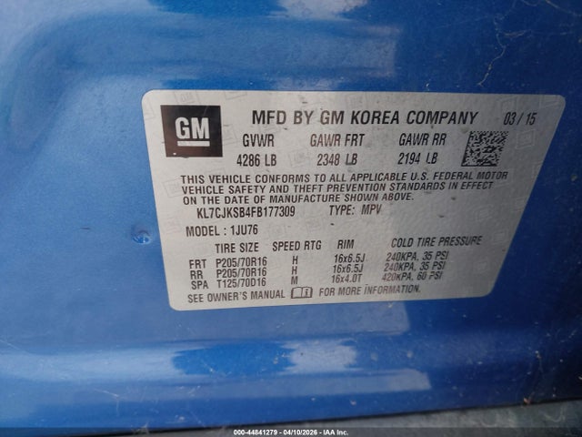 Chevrolet Trax 1ls 2015 KL7CJKSB4FB177309 Image 9