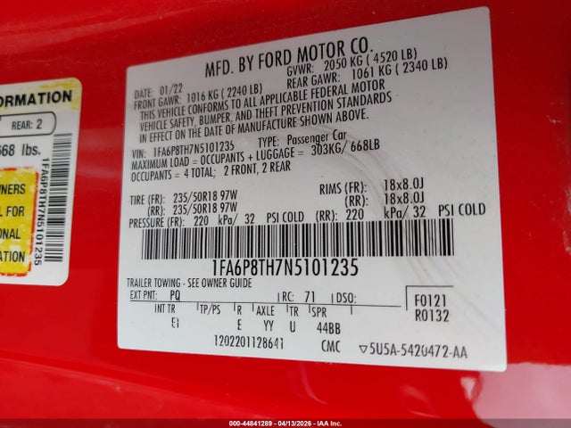 Ford Mustang Ecoboost Premium Fastback 2022 1FA6P8TH7N5101235 Image 9