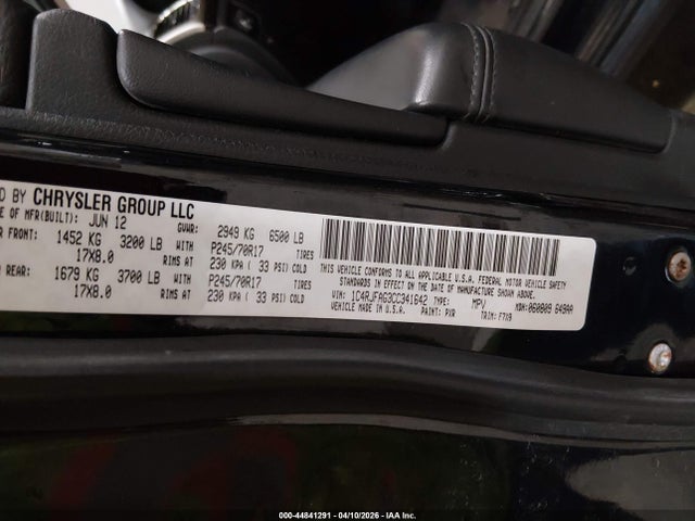 Продаж на аукціоні авто 2012 Jeep Grand Cherokee Laredo, vin: 1C4RJFAG3CC341642, номер лоту: 44841291