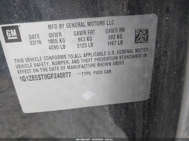 1G1ZE5ST8GF240877 Chevrolet MALIBU 1LT