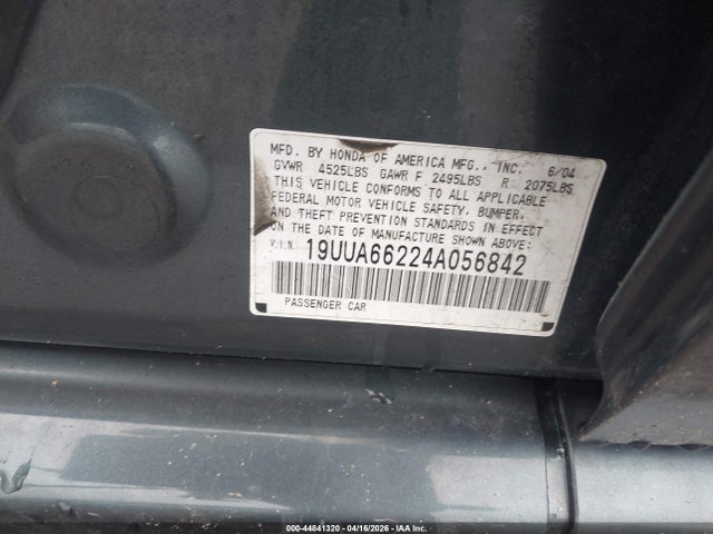 Продаж на аукціоні авто 2004 Acura Tl, vin: 19UUA66224A056842, номер лоту: 44841320