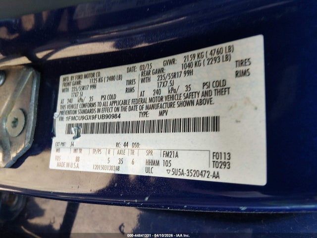 1FMCU9GX9FUB90984 Ford ESCAPE SE