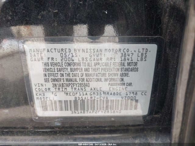 3N1AB7AP2FY285840 Nissan SENTRA SR