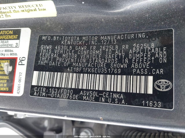 4T1BF1FK6EU351769 Toyota CAMRY LE