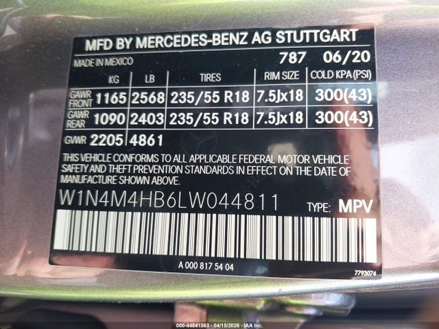 W1N4M4HB6LW044811 Mercedes-Benz Glb 250 4matic