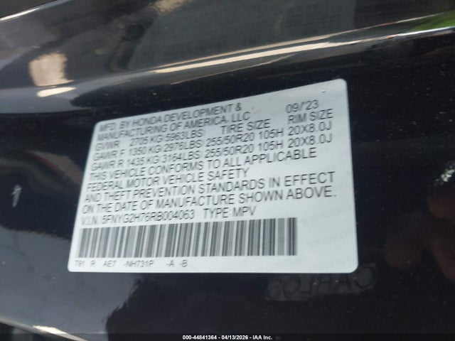 5FNYG2H76RB004063 Honda Pilot Touring