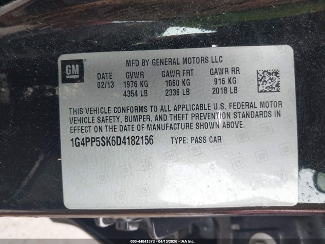 44841372 :رقم المزاد ، 1G4PP5SK6D4182156 vin ، 2013 Buick Verano مزاد بيع