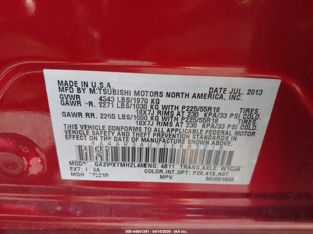 2014 MITSUBISHI OUTLANDER SPORT 4A4AR3AU7EE003218 Photo 8