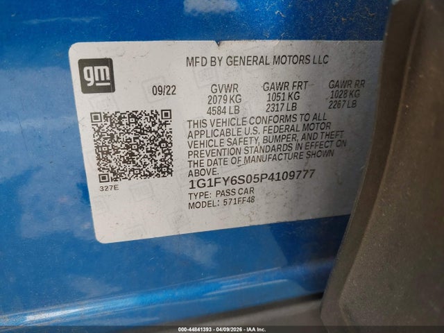 1G1FY6S05P4109777 Chevrolet Bolt Euv Fwd Lt