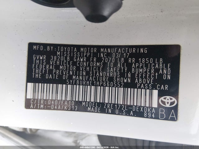 Toyota COROLLA L 2017 5YFBURHE1HP660552 Image 9