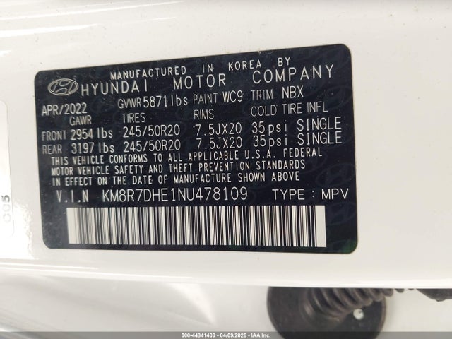 2022 HYUNDAI PALISADE KM8R7DHE1NU478109 Photo 8