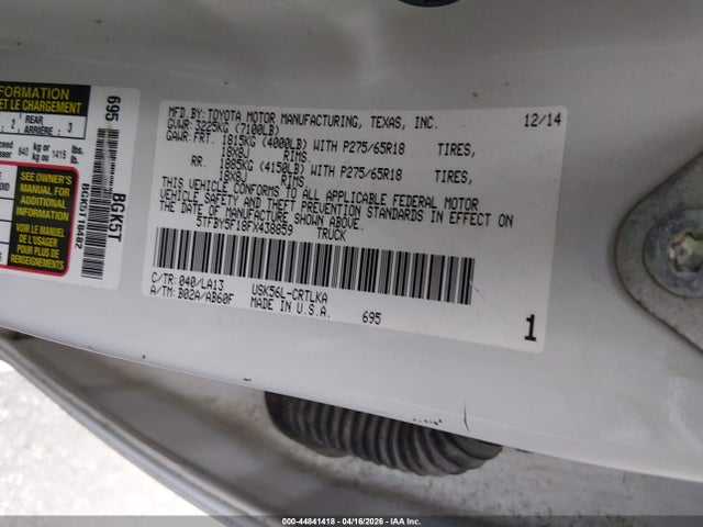 Продажа на аукционе авто 2015 Toyota Tundra Limited 5.7l V8, vin: 5TFBY5F18FX438859, номер лота: 44841418
