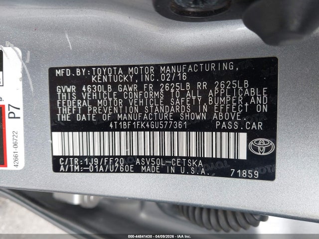 Toyota CAMRY SE 2016 4T1BF1FK4GU577361 Image 9