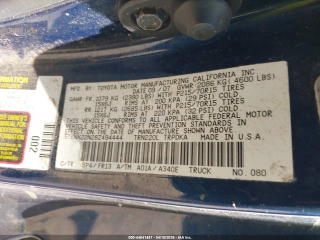 2008 TOYOTA TACOMA 5TENX22N28Z494444 Photo 8