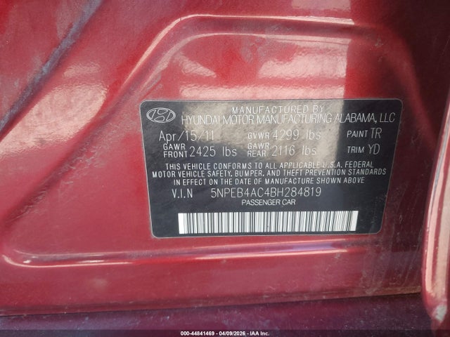 2011 HYUNDAI SONATA 5NPEB4AC4BH284819 Photo 8