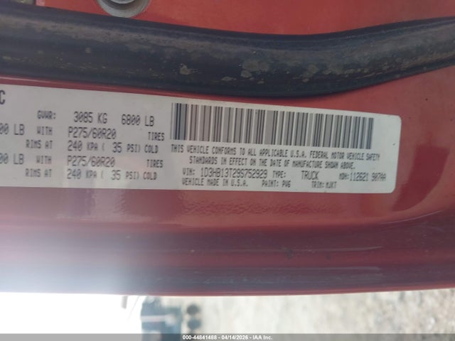 Продажа на аукционе авто 2009 Dodge Ram 1500 Slt/sport/trx, vin: 1D3HB13T29S752929, номер лота: 44841488