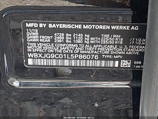 Продаж на аукціоні авто 2020 Bmw X1 Xdrive28i, vin: WBXJG9C01L5P86076, номер лоту: 44841506