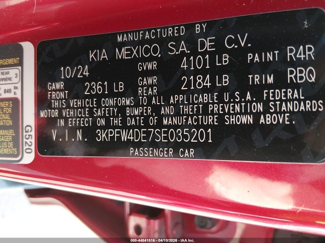 Продаж на аукціоні авто 2025 Kia K4 Gt-line, vin: 3KPFW4DE7SE035201, номер лоту: 44841516