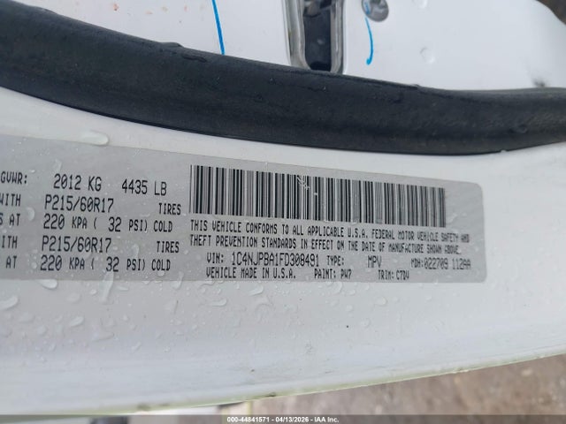 Aukcja sprzedaży 2015 Jeep Patriot Altitude Edition, vin: 1C4NJPBA1FD308491, numer aukcji: 44841571