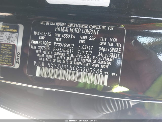 5XYZU3LB0GG306288 Hyundai Santa Fe Sport 2.4l