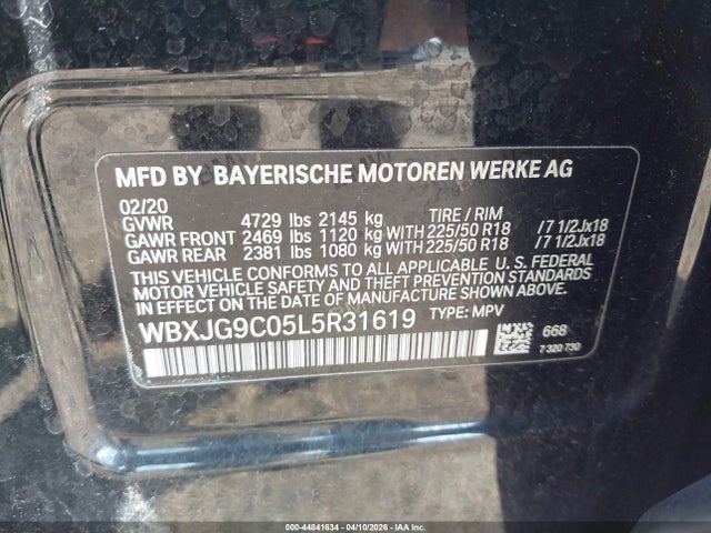 Aukcja sprzedaży 2020 Bmw X1 Xdrive28i, vin: WBXJG9C05L5R31619, numer aukcji: 44841634