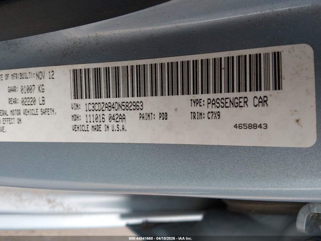 2013 Dodge Avenger Se მანქანა იყიდება აუქციონზე, vin: 1C3CDZAB4DN582963, აუქციონის ნომერი: 44841660