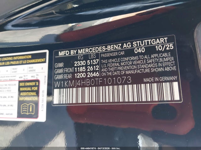 Auction sale of the 2026 Mercedes-benz Cle 300, vin: W1KMJ4HB0TF101073, lot number: 44841674