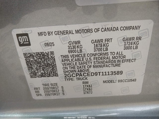 2GCPACED9T1113589 Chevrolet Silverado 1500 2wd Short Bed Lt