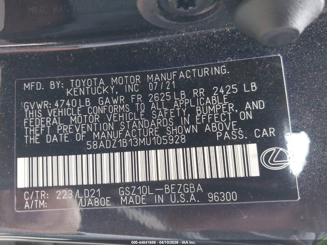 2021 LEXUS ES 350 58ADZ1B13MU105928 Photo 8