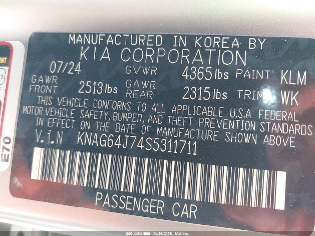 KIA K5 Gt-line 2025 KNAG64J74S5311711 Image 9