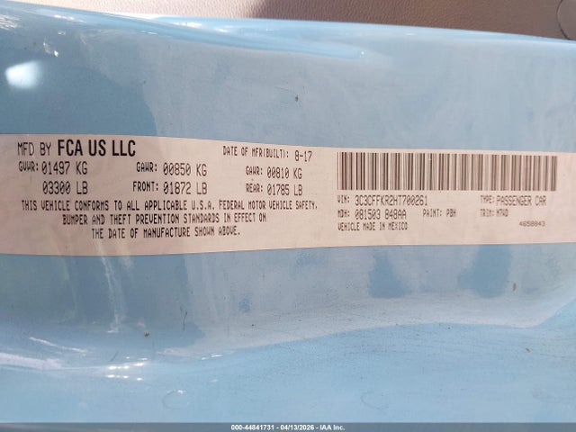 2017 FIAT 500 3C3CFFKR2HT700261 Photo 8