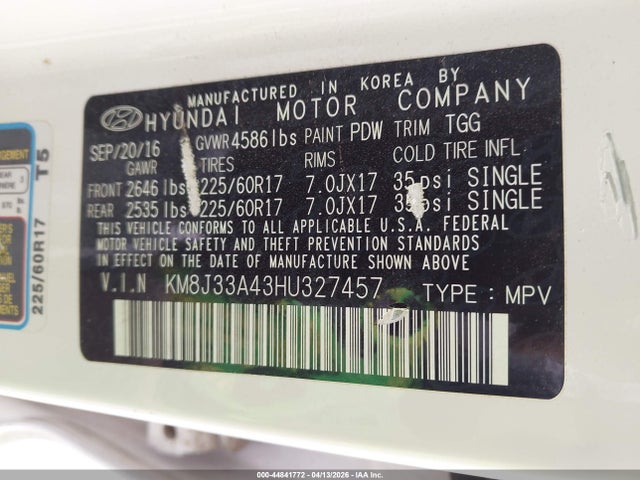 Hyundai TUCSON SE 2017 KM8J33A43HU327457 Image 9
