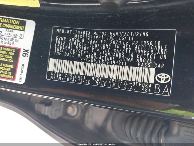 Toyota COROLLA L 2015 5YFBURHE6FP191844 Image 9