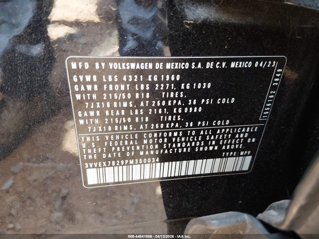 44841806 :رقم المزاد ، 3VVEX7B29PM350034 vin ، 2023 Volkswagen Taos 1.5t Se مزاد بيع