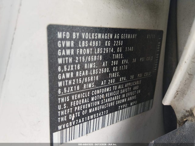 2011 VOLKSWAGEN TIGUAN WVGBV7AX1BW534313 Photo 8