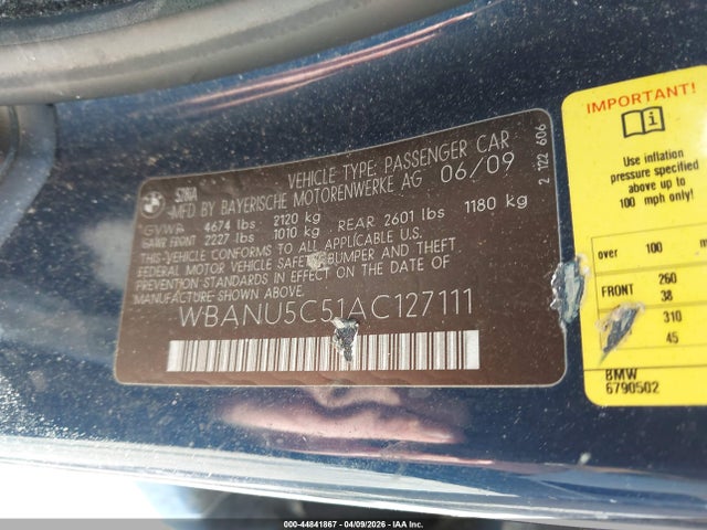 2010 BMW 528I WBANU5C51AC127111 Photo 8