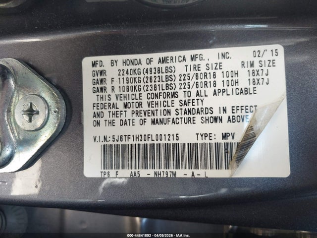 5J6TF1H30FL001215 Honda Crosstour Ex V6