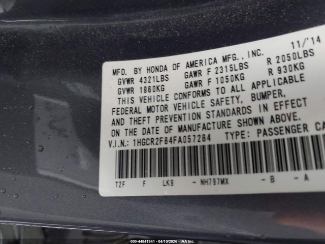 Honda Accord Ex-l 2015 1HGCR2F84FA057284 Image 9