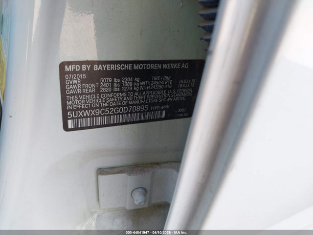 Aukcja sprzedaży 2016 Bmw X3 Xdrive28i, vin: 5UXWX9C52G0D70895, numer aukcji: 44841947